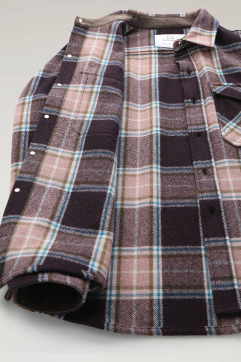 Alaskan Check Overshirt in Recycled Italian Wool Blend Pink photo 2 | Woolrich
