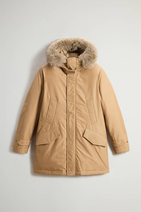 Polar Parka in Ramar Cloth with High Collar and Fur Trim Beige photo 2 | Woolrich