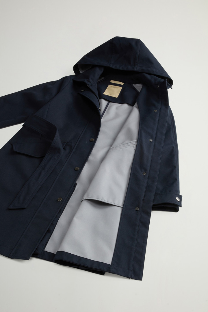 Yarn-Dyed Trench Coat in Three-Layer Fabric with Hood Blue photo 8 | Woolrich