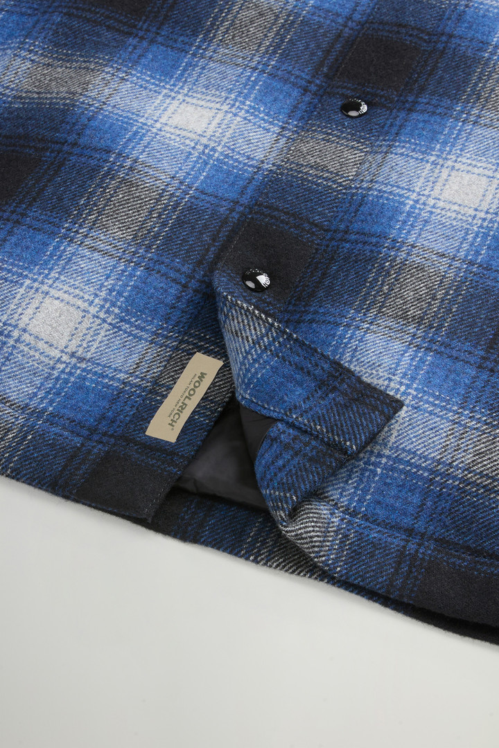 Alaskan Padded Overshirt in Checked Italian Wool Blend Blue photo 9 | Woolrich