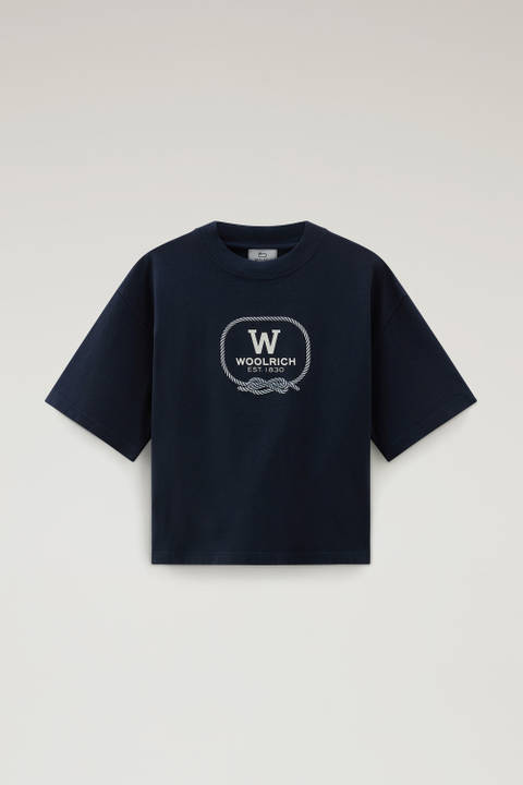 Pure Cotton T-shirt with Graphic Print Blue photo 2 | Woolrich