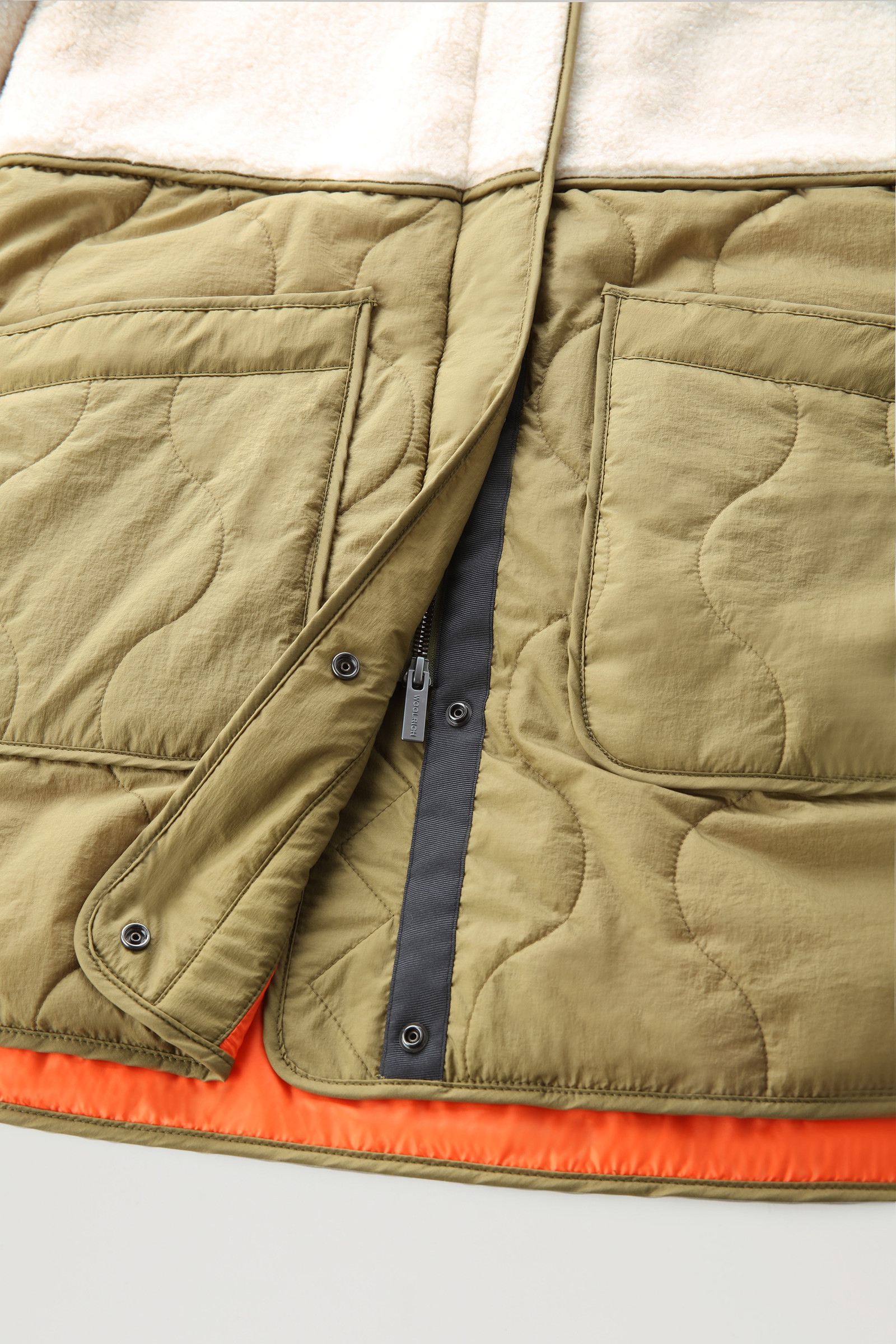Alba Parka in Crinkle Nylon and Sherpa Green photo 9 | Woolrich