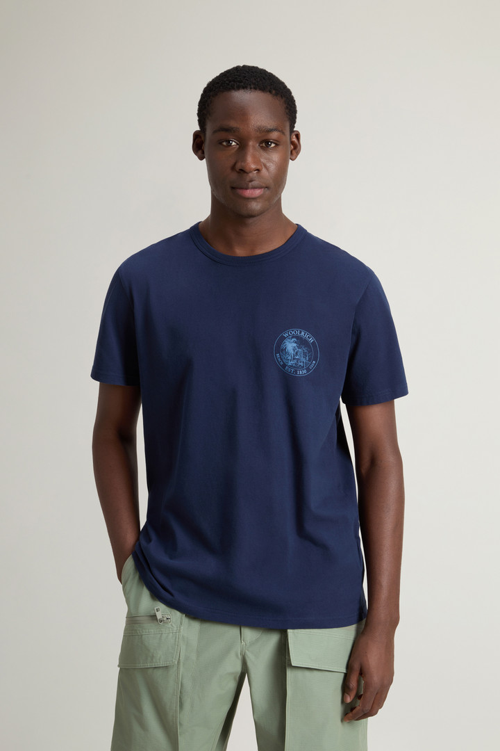 Woolrich Man Pure Cotton T-shirt Blue Size 3XL