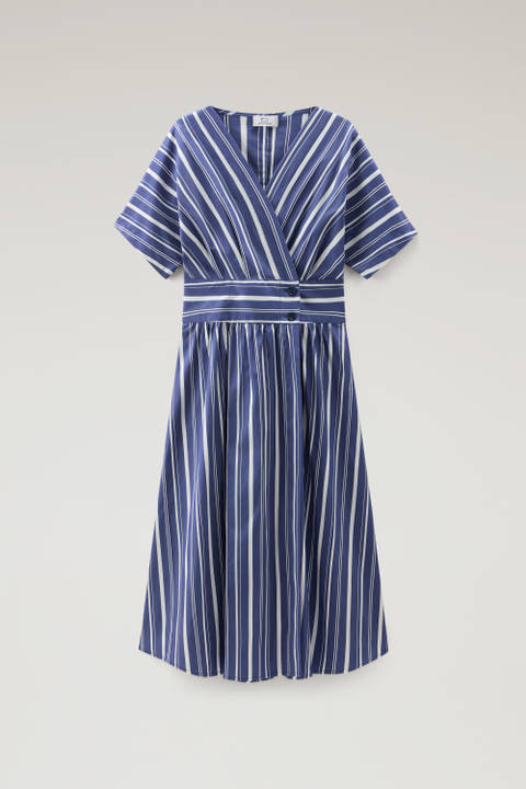 Gestreepte popeline jurk van een katoenmix Blauw photo 2 | Woolrich