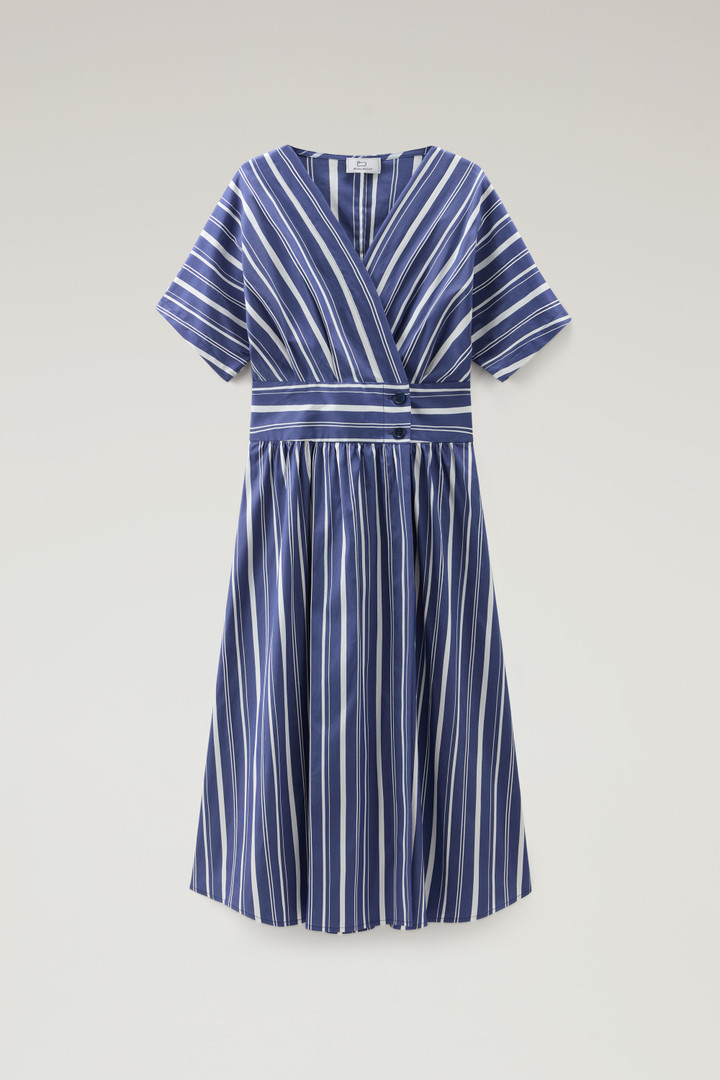 Gestreepte popeline jurk van een katoenmix Blauw photo 5 | Woolrich