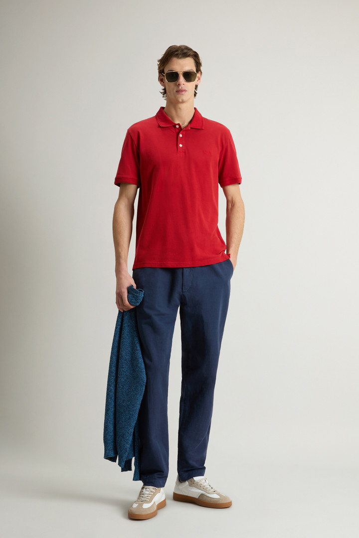 Garment-Dyed Mackinack Polo in Stretch Cotton Piquet Red photo 2 | Woolrich