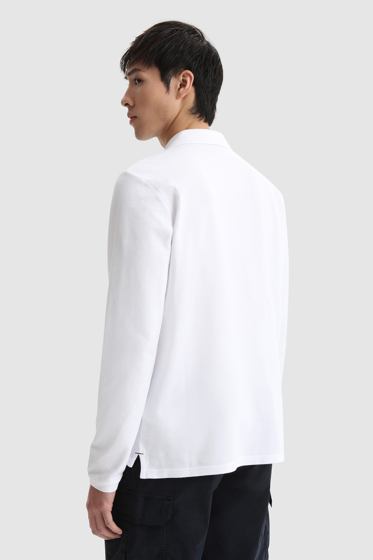 Pure cotton long-sleeve polo