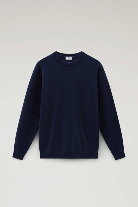 Pure Cotton Crewneck Sweater Blue photo 2 | Woolrich