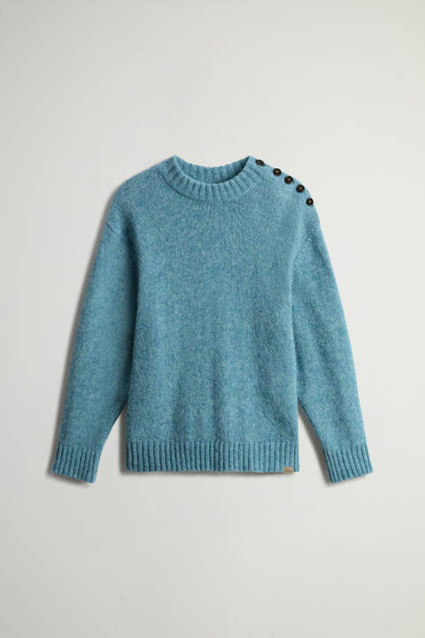 Alpaca Blend Sweater with Buttons on the Shoulder Blue photo 2 | Woolrich