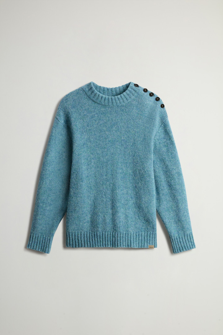 Women s Alpaca Blend Sweater with Buttons on the Shoulder blue Woolrich GB