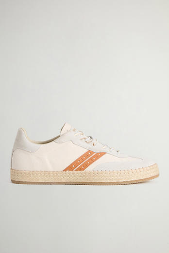 Sneakers Doubleu Tennis in cotone con dettagli in camoscio Bianco photo 1 | Woolrich