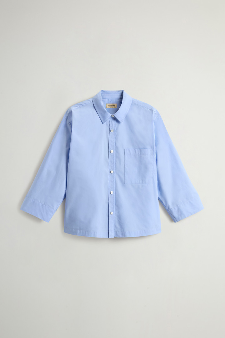 Woolrich Woman Shirt In Pure Cotton Poplin Blue Size XL