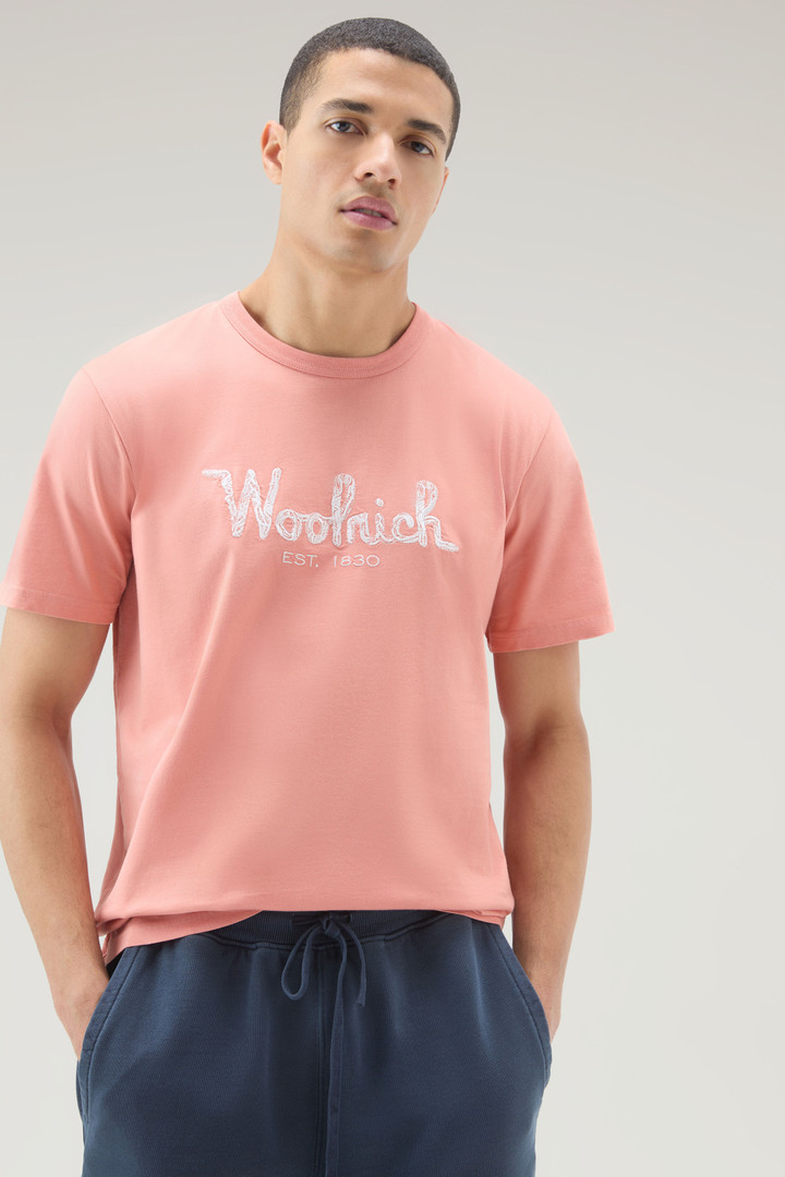 Pure Cotton Embroidered T-Shirt Pink photo 4 | Woolrich