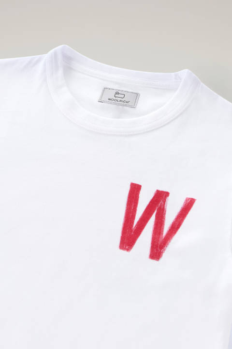 T-shirt pour garçon en pur coton avec impression Blanc photo 2 | Woolrich