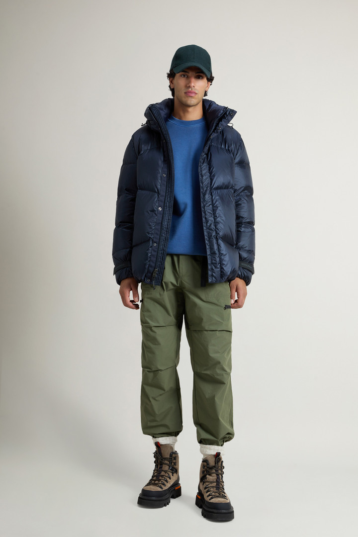 Recycled Pertex Quantum Nylon Down Jacket with Hood Blue photo 2 | Woolrich