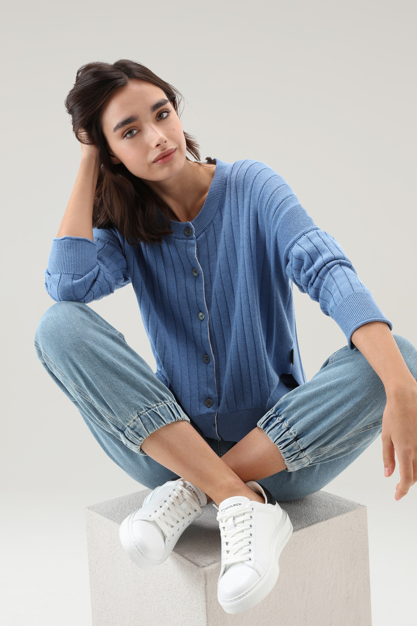 Cardigan in puro cotone a coste larghe blu photo 4 | Woolrich