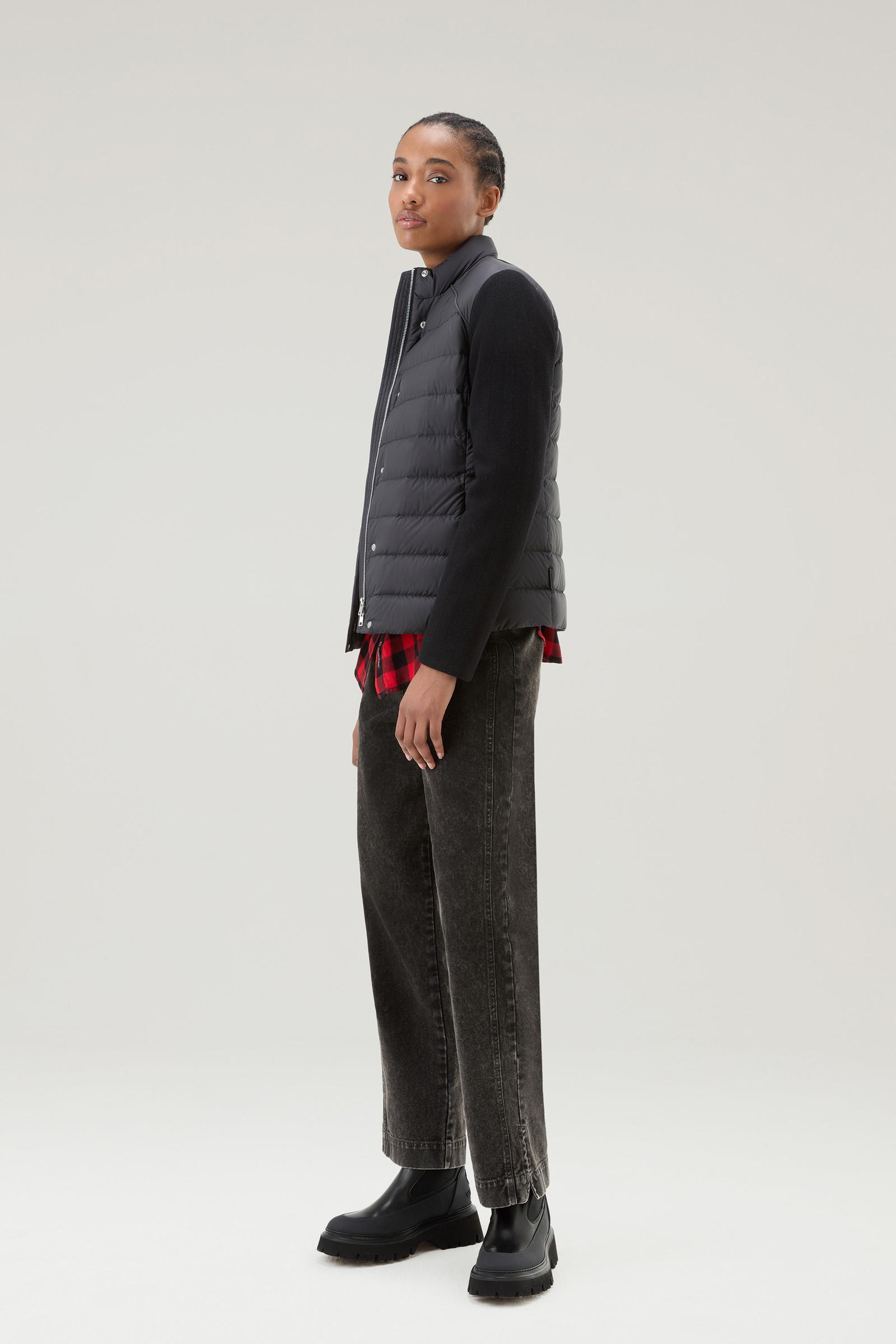 Lightweight Hybrid Ellis Down Jacket in Microfiber Black photo 2 | Woolrich