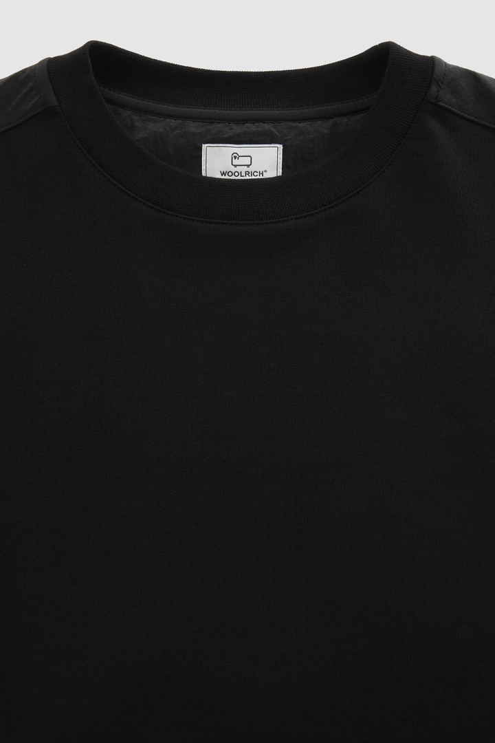Sweat en coton avec détails en nylon froissé noir photo 5 | Woolrich