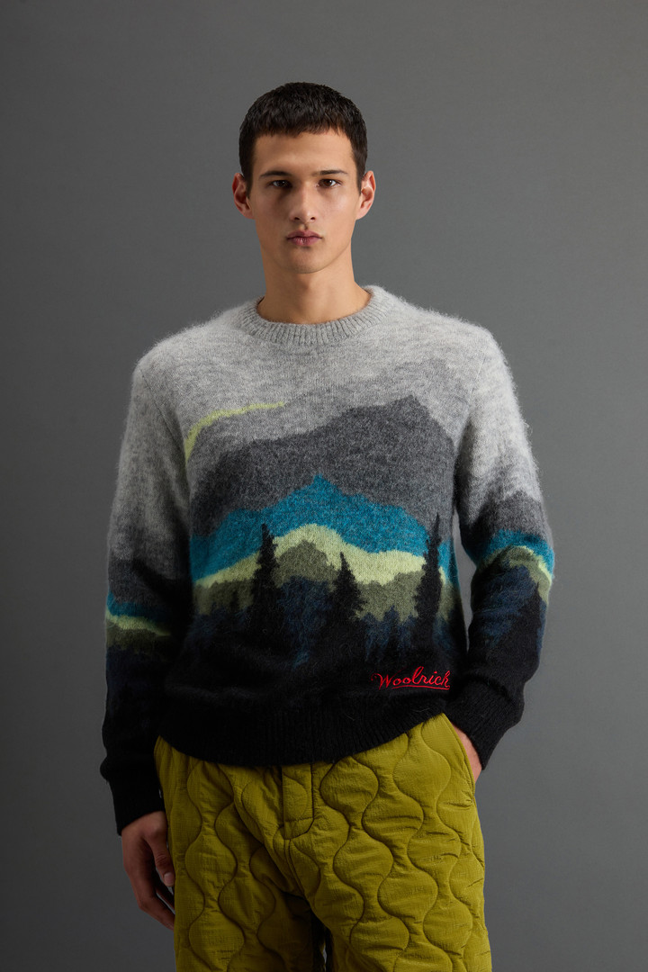 Mohair- and Wool-Blend Crewneck Sweater with Gradient Motif by Todd Snyder Gray photo 1 | Woolrich