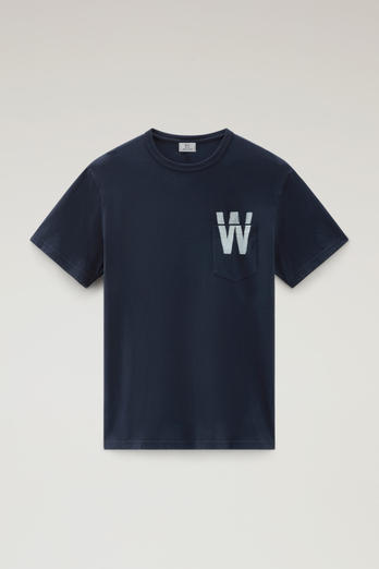 Pure Cotton T-Shirt with Chest Pocket Blue | Woolrich