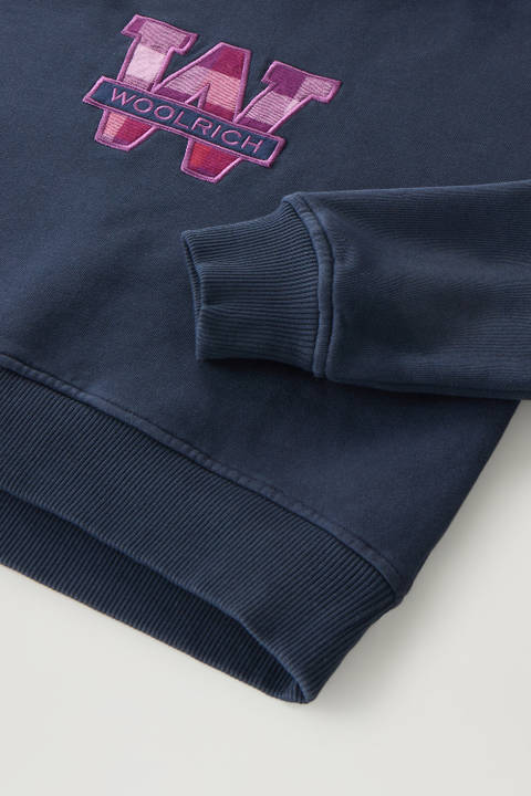 Girls' Hoodie in Pure Cotton with Embroidered Logo Blue photo 2 | Woolrich