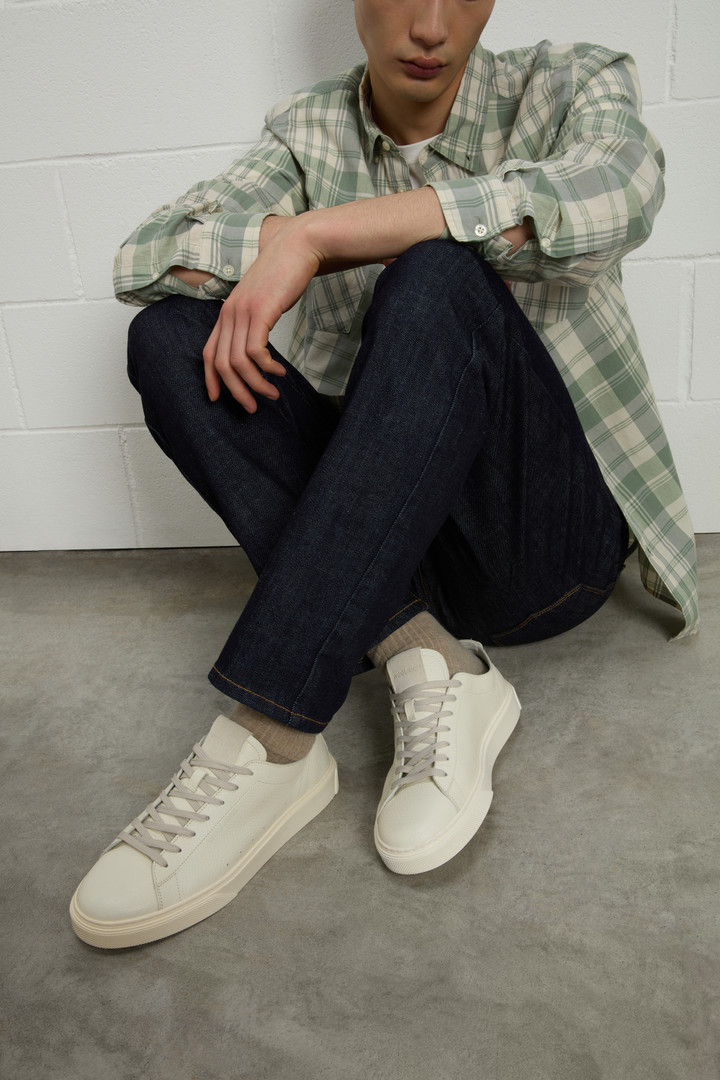 Cloud Court Tumbled Leather Sneakers White photo 7 | Woolrich