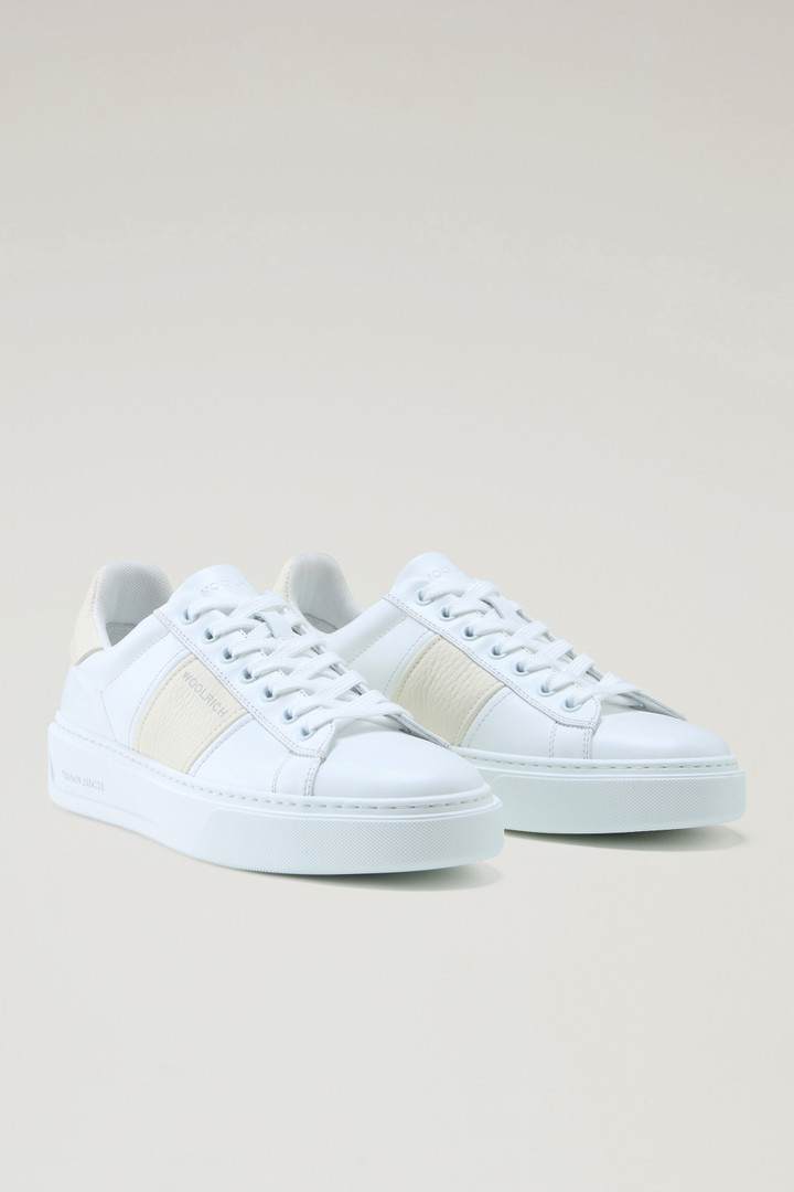 Classic Court Sneakers in Leather with Contrasting Stripe White photo 2 | Woolrich