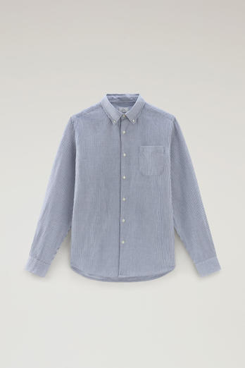 Striped Shirt in Cotton-Linen Blend Blue | Woolrich