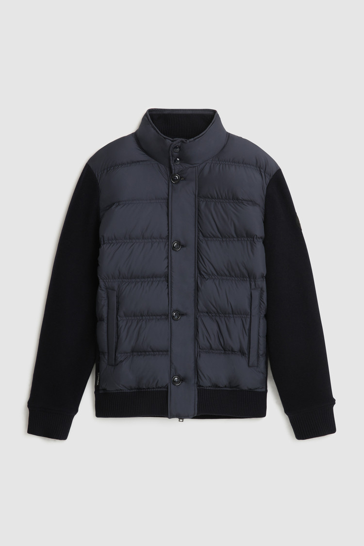 Sweater met volledige rits, gewatteerd en met gebreide mouwen