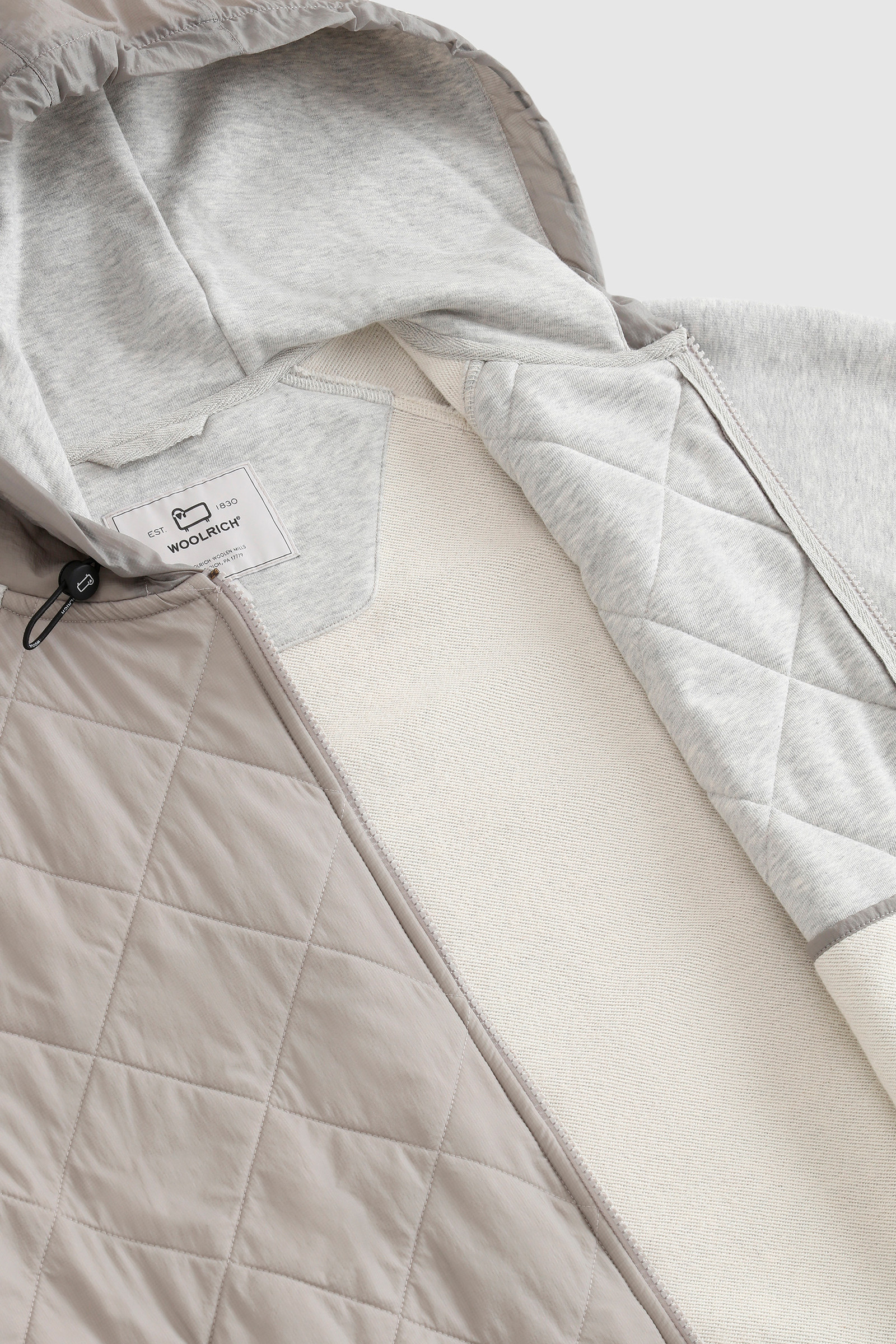 Full-Zip Hoodie with Crinkle Nylon Quilting Grey photo 7 | Woolrich