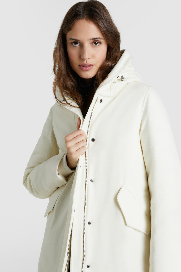 Carnation Parka in lana pregiata, con pelliccia volpe