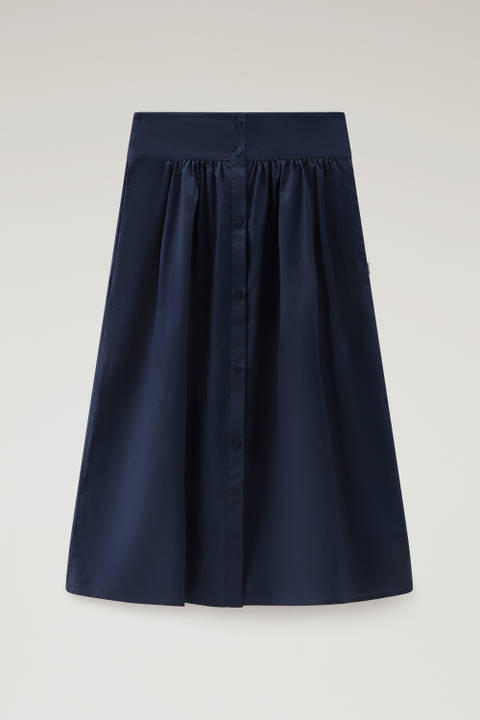 Midi Skirt in Pure Cotton Poplin Blue photo 2 | Woolrich