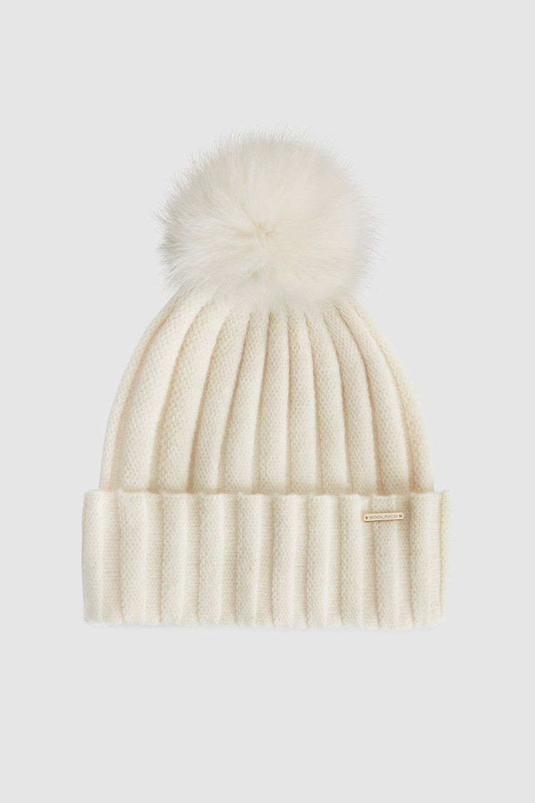 Wool and cashmere blend Beanie with pompom