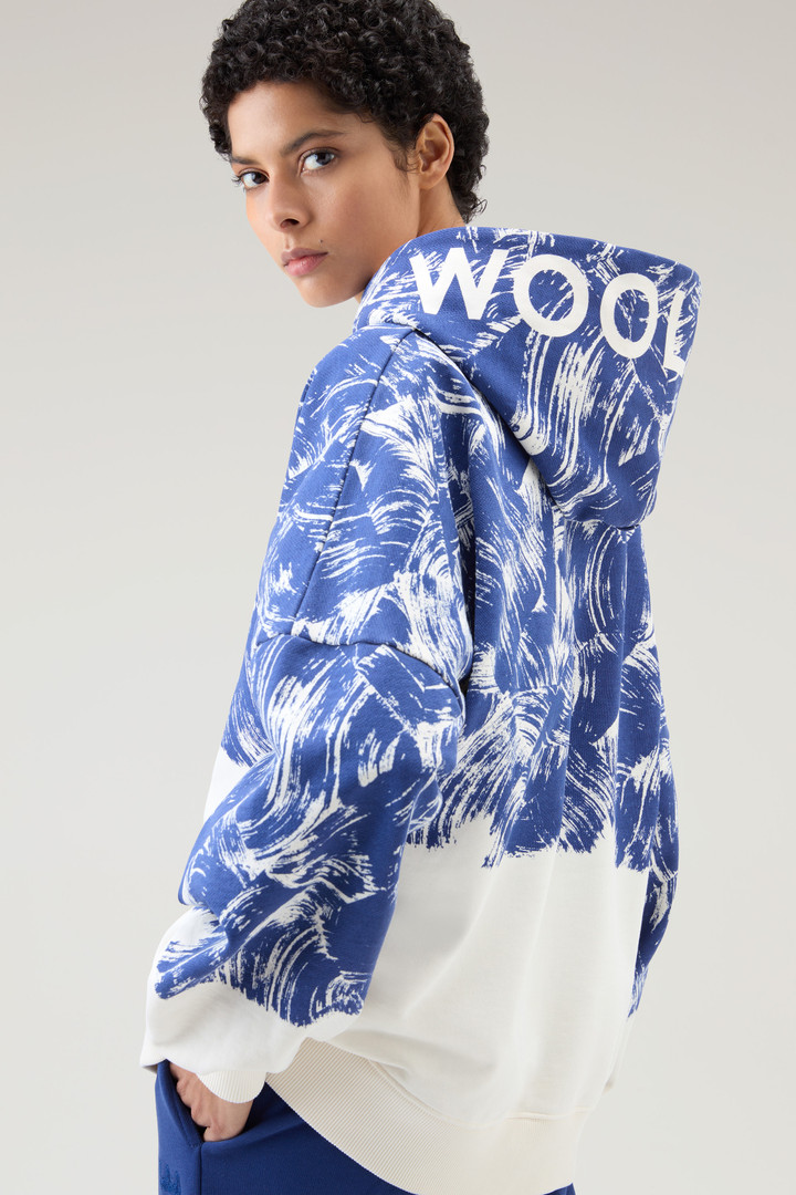 Zuiver katoenen sweater met print en capuchon Blauw photo 4 | Woolrich