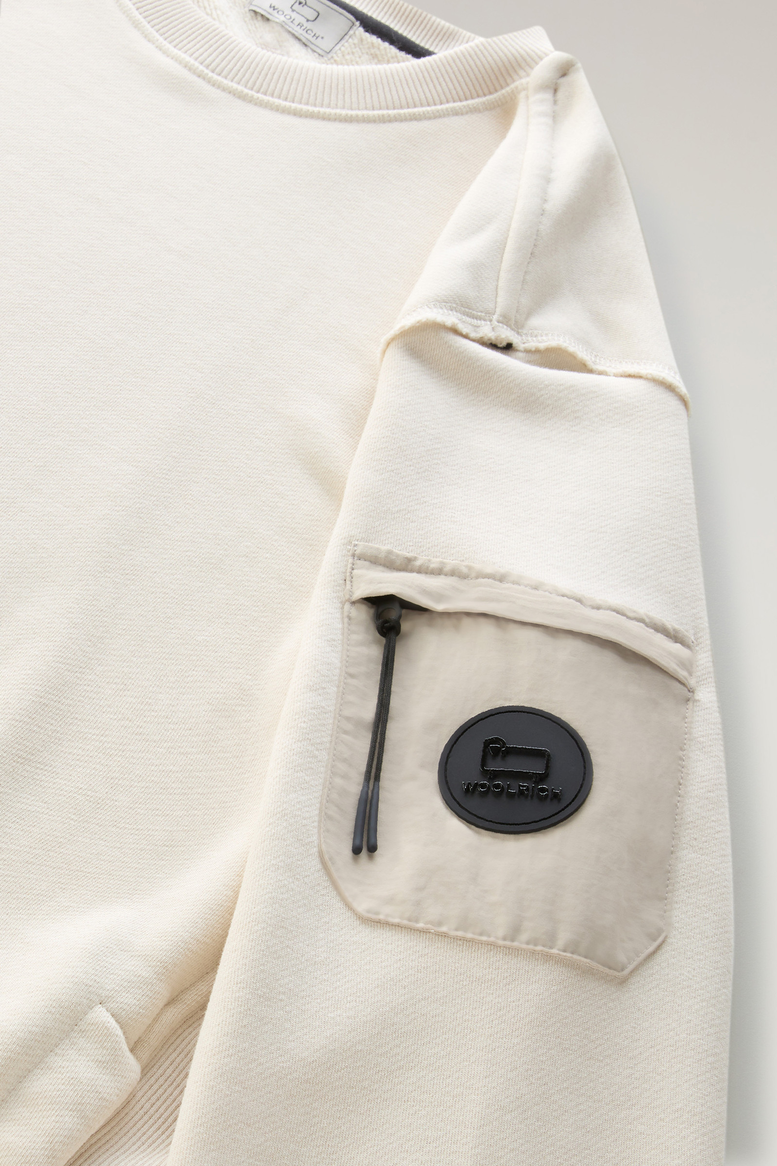 Crewneck Sweatshirt in Cotton Blend with Pockets White photo 7 | Woolrich