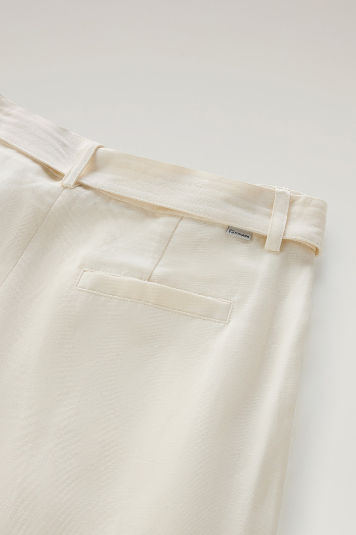 Pantalones de mezcla de lino con cinturón de tela Blanco photo 7 | Woolrich