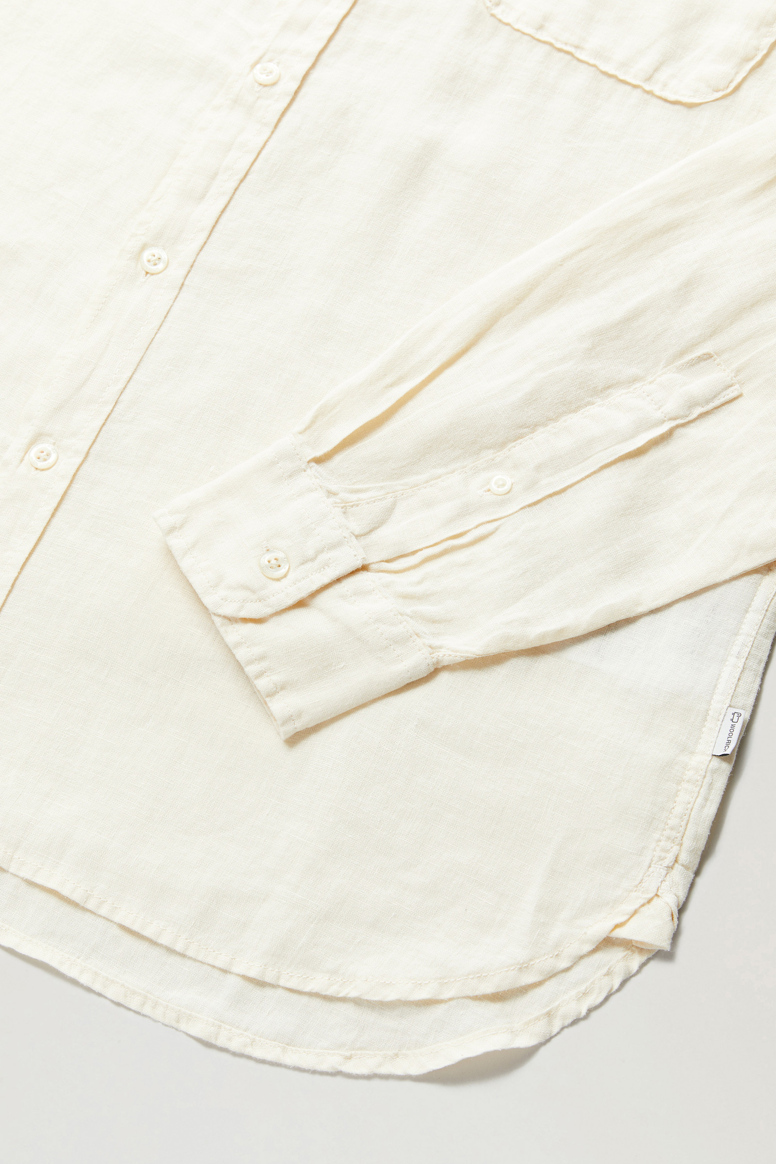 Stückgefärbtes Shirt aus reinem Leinen mit Stehkragen weiß photo 4 | Woolrich