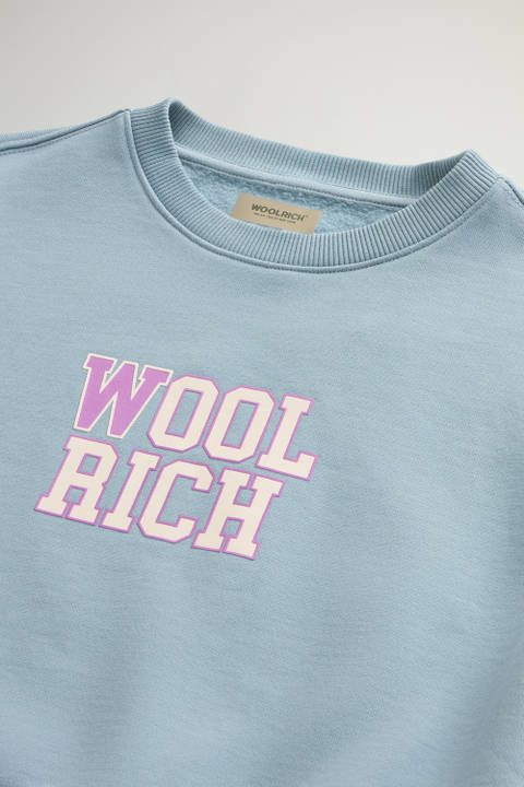 Girls' Crewneck Sweatshirt in Pure Cotton with Logo Blue photo 2 | Woolrich