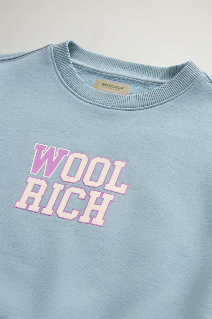 Girls' Crewneck Sweatshirt in Pure Cotton with Logo Blue photo 3 | Woolrich