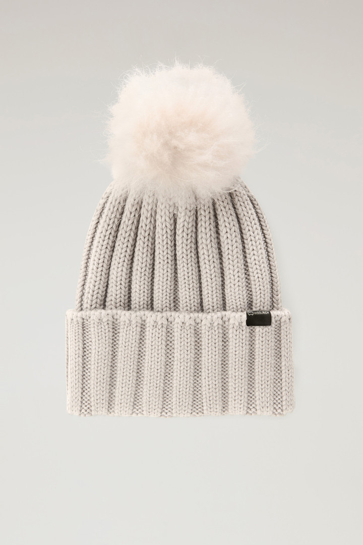 Women s Beanie in Pure Virgin Wool with Cashmere Pom Pom white Woolrich PT