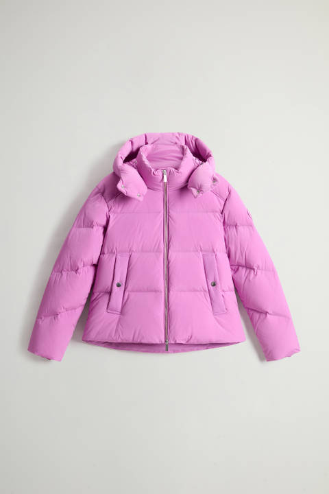 Short Alsea Down Jacket in Stretch Nylon with Detachable Hood Pink photo 2 | Woolrich