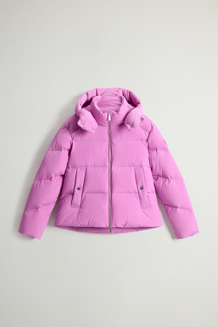 Short Alsea Down Jacket in Stretch Nylon with Detachable Hood Pink photo 6 | Woolrich