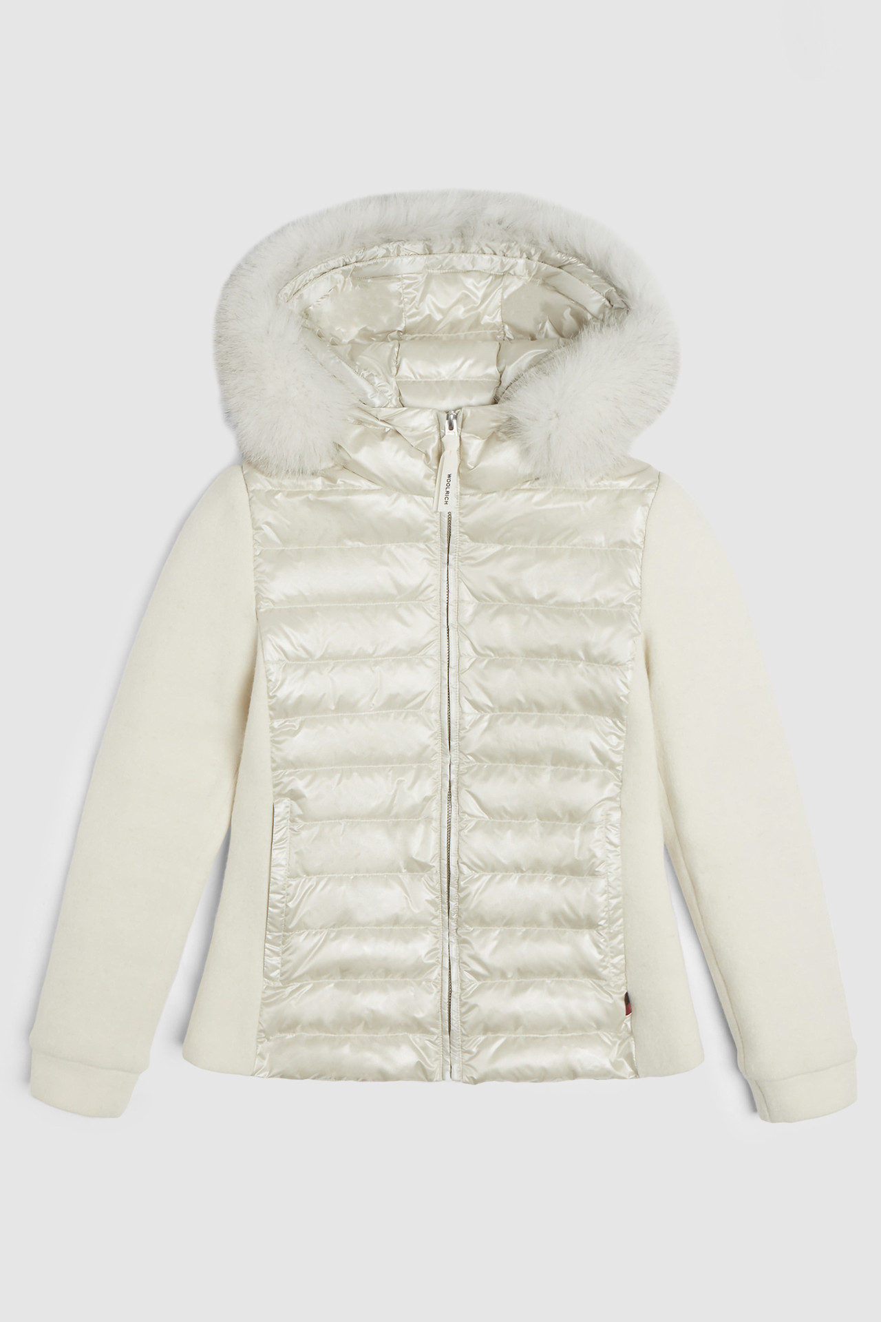 Padded Sweatshirt With Hood And Fox Fur