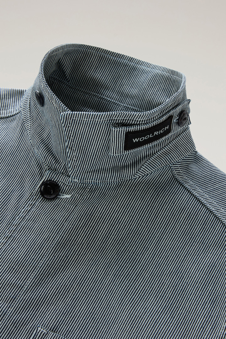 Striped Overshirt in Cotton Fleece Blue photo 8 | Woolrich