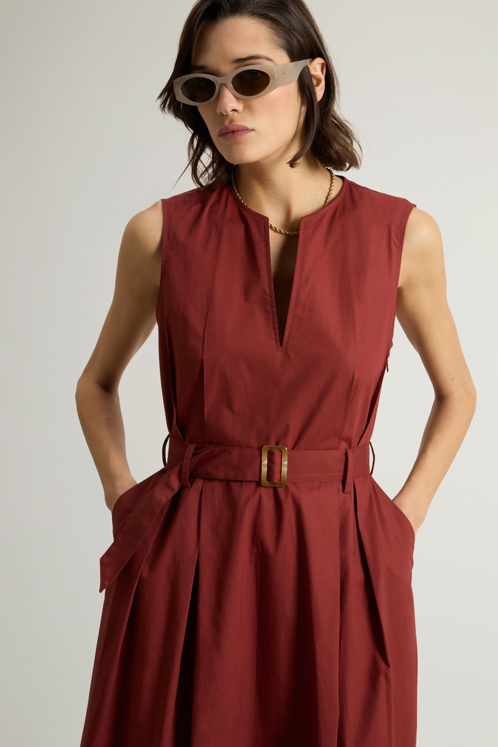 Sleeveless Dress in Pure Cotton Poplin Red photo 4 | Woolrich