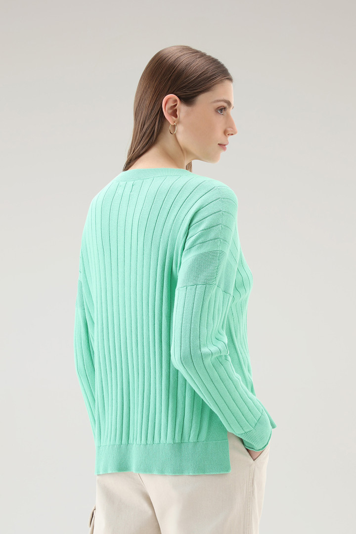 Wide Ribbed Cardigan in Pure Cotton Green photo 3 | Woolrich