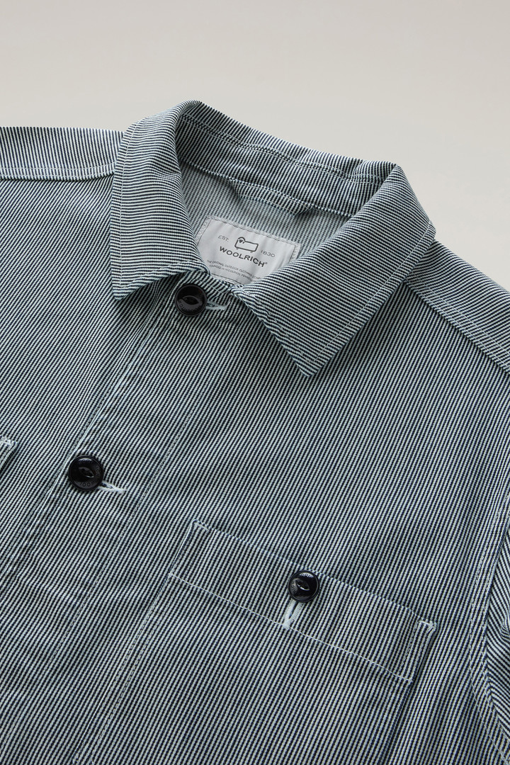 Striped Overshirt in Cotton Fleece Blue photo 6 | Woolrich