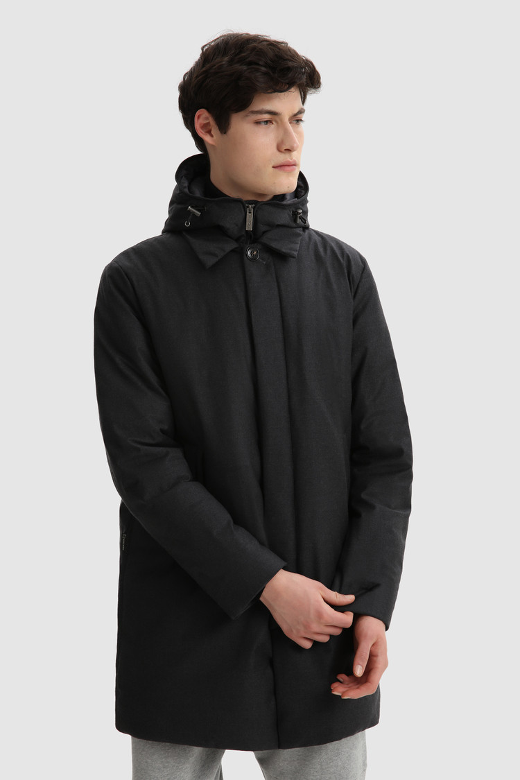 Luxury 2-in-1 coat in fine Italian wool and silk crafted with a Loro Piana fabric