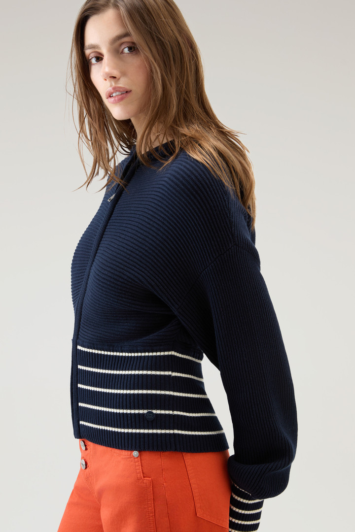 Sweater aus reiner Baumwolle mit Kapuze und Reißverschluss Blau photo 4 | Woolrich