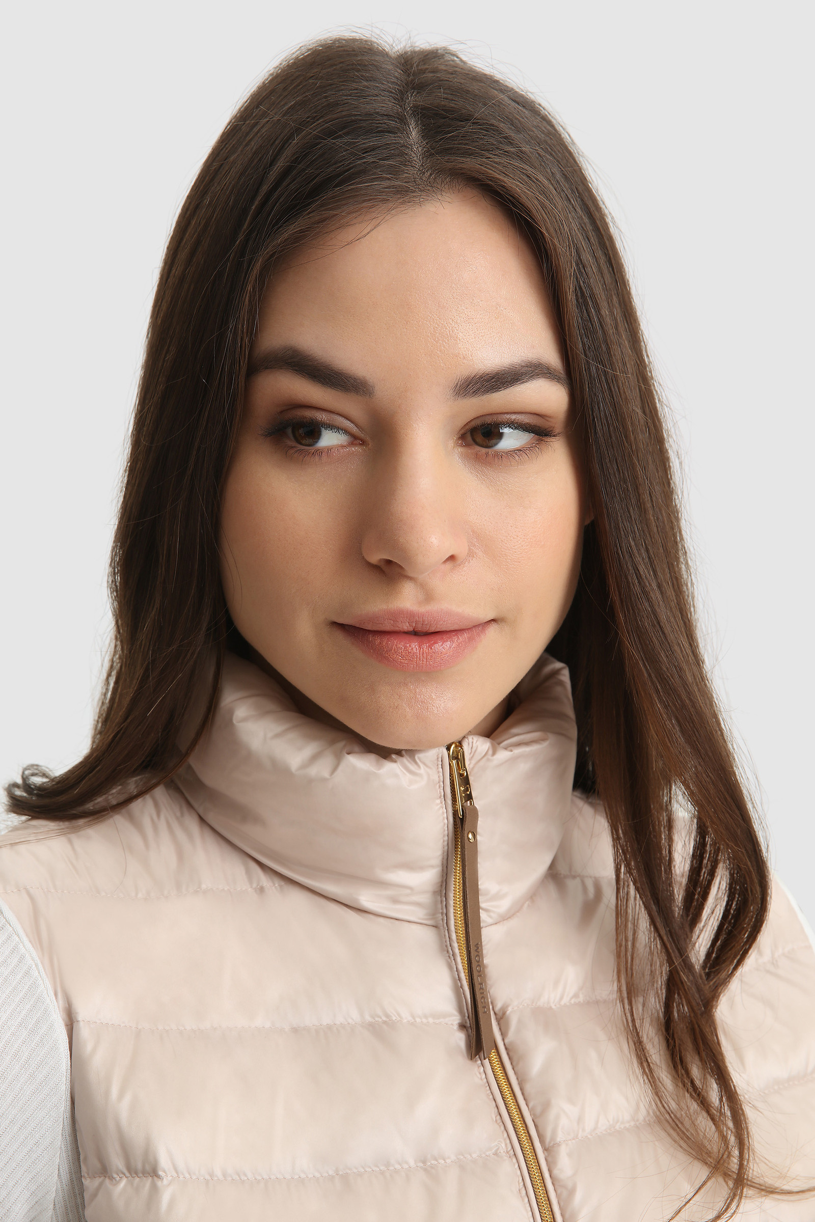 Doorgestikte Abbie bodywarmer van glanzend nylon